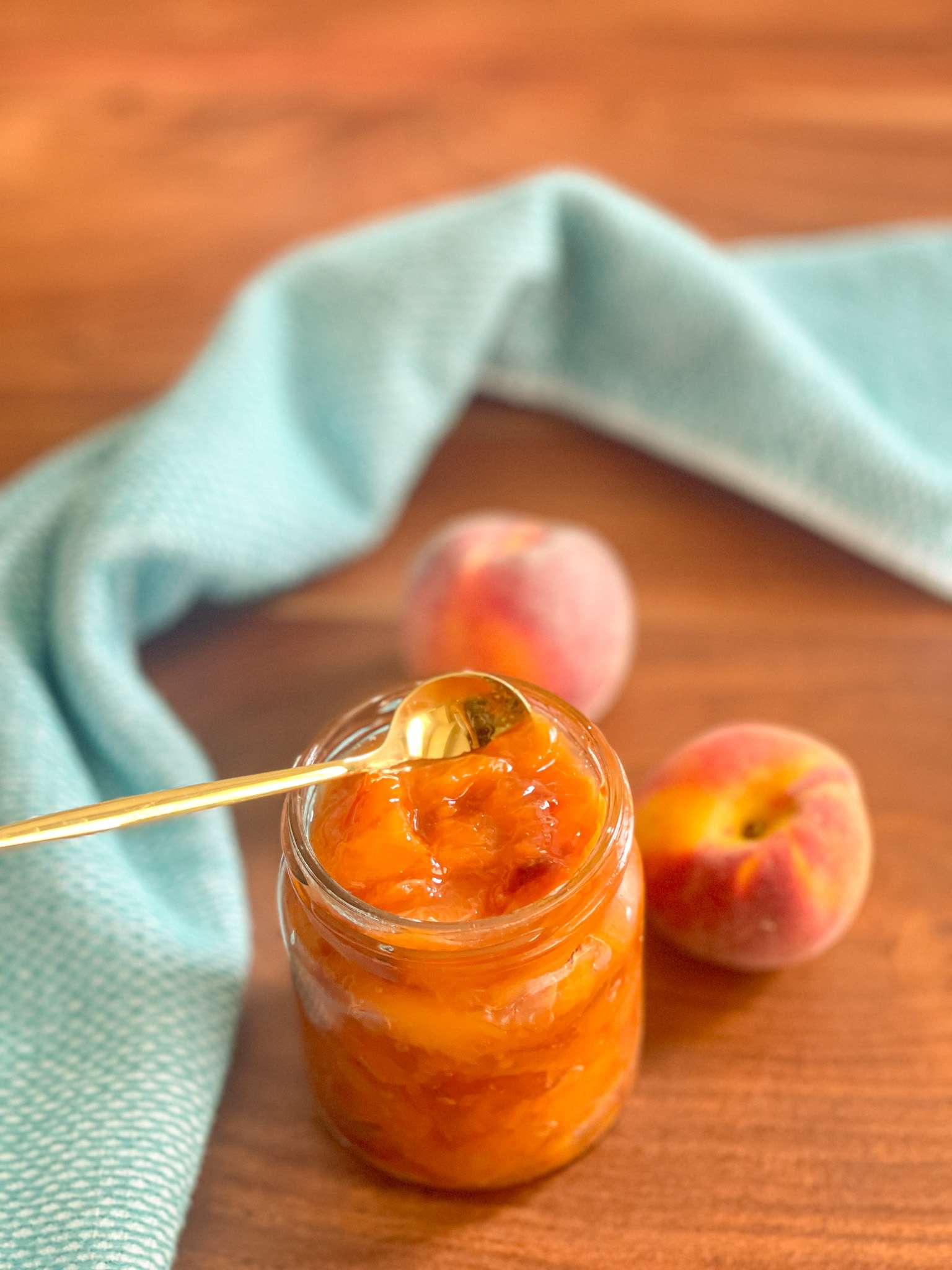 Peach jam in jar