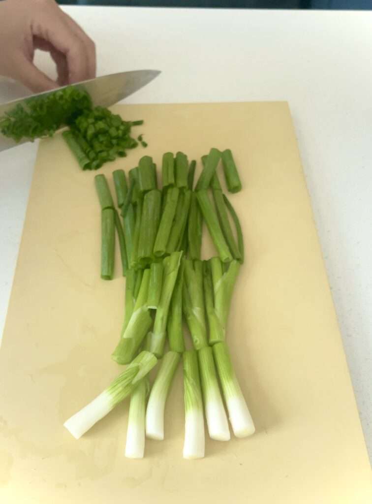 Cutting the scallions