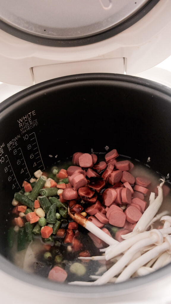 all ingredients in rice cooker