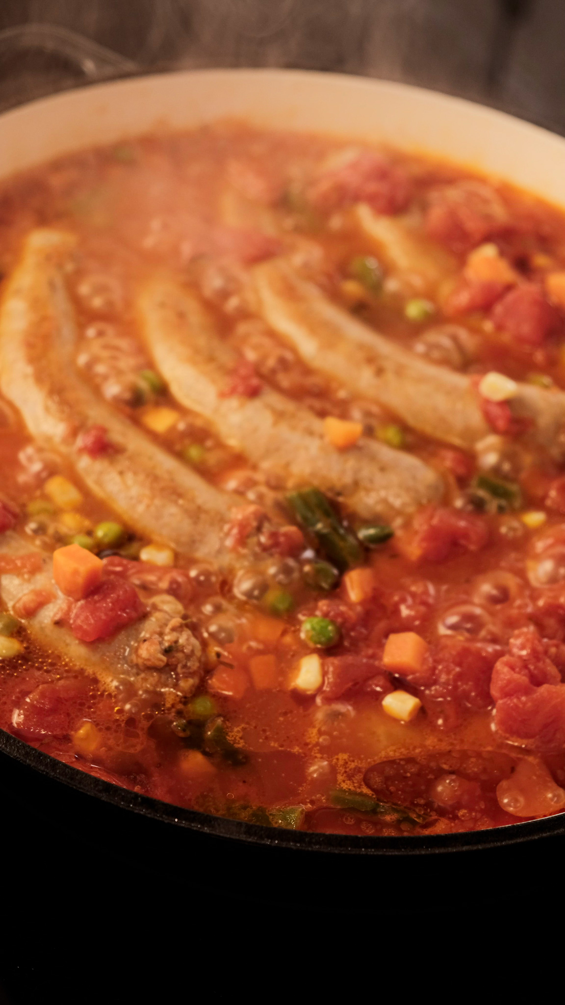 Stewed Italian sausages