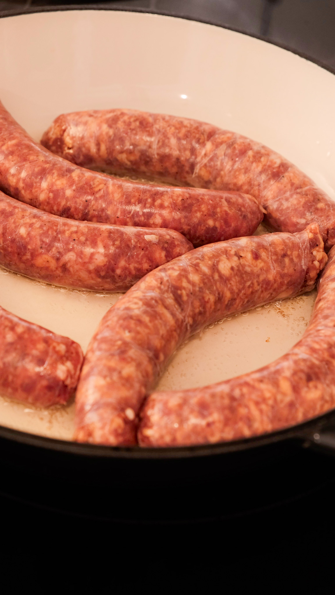 Start to fry Italian sausage