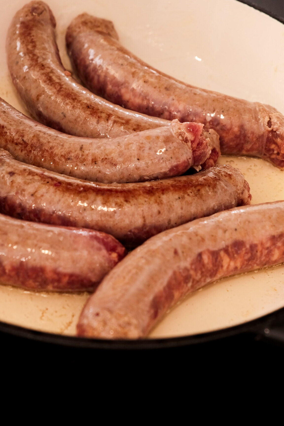 Pan frying Italian sausage