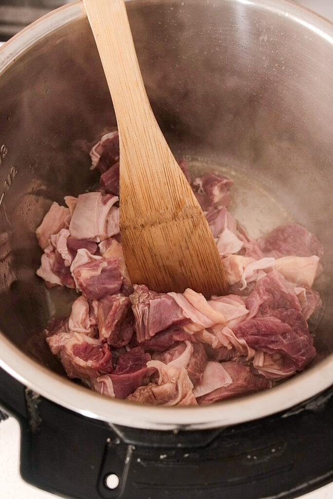 frying the beef flank