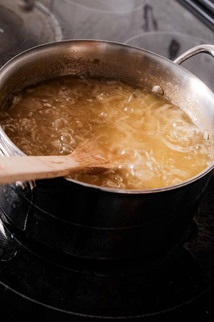 onion cooking in the oil