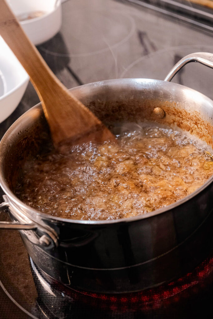 cooking down the onions further