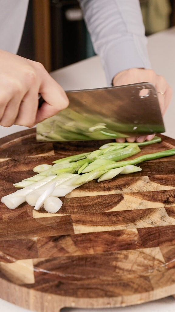 Cutting the scallions