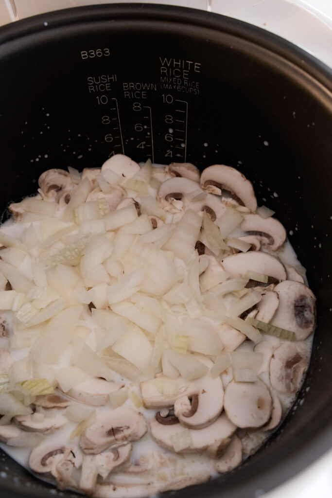 Adding onions into soup