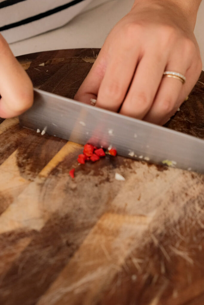 Cutting Thai chili