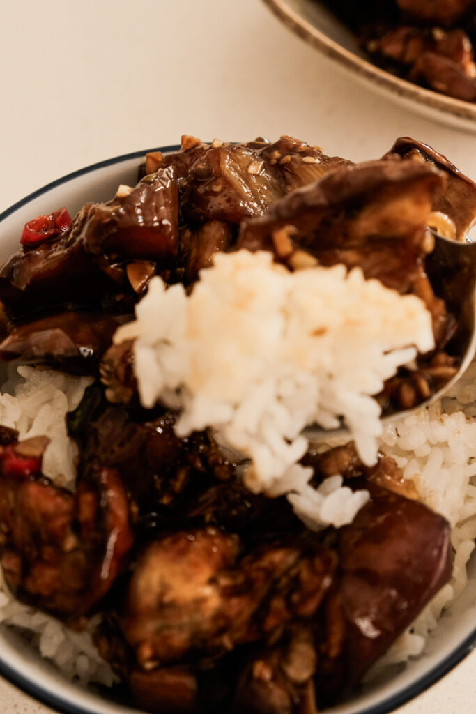egg plant on rice