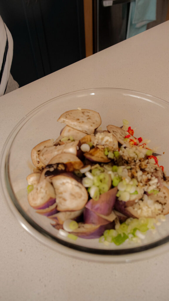 cooked eggplant with sauce