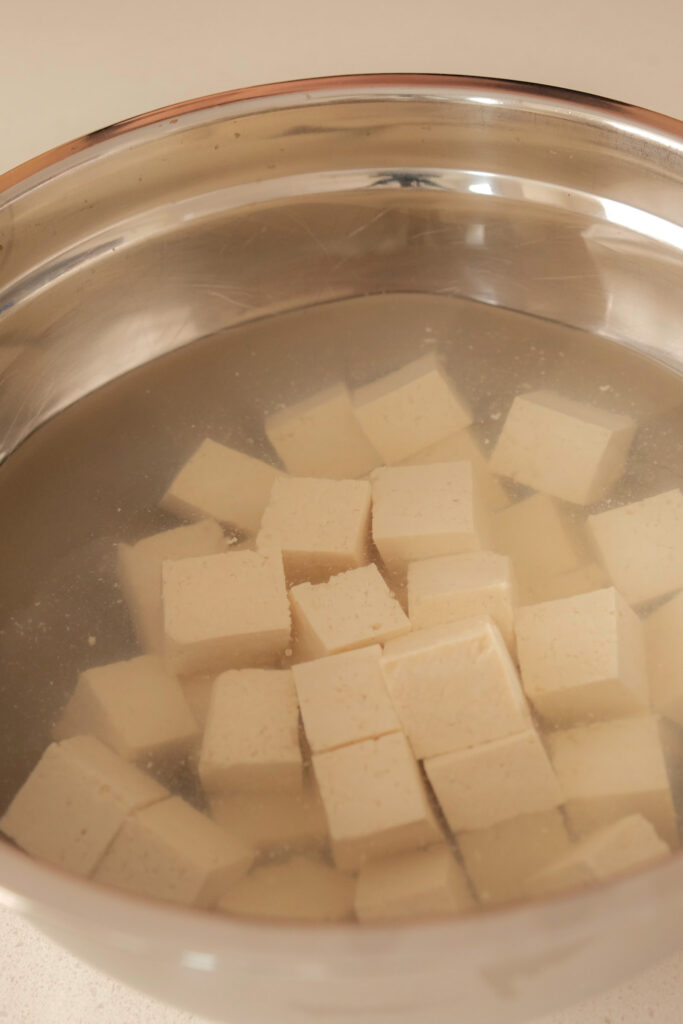 Soaking tofu in salt water