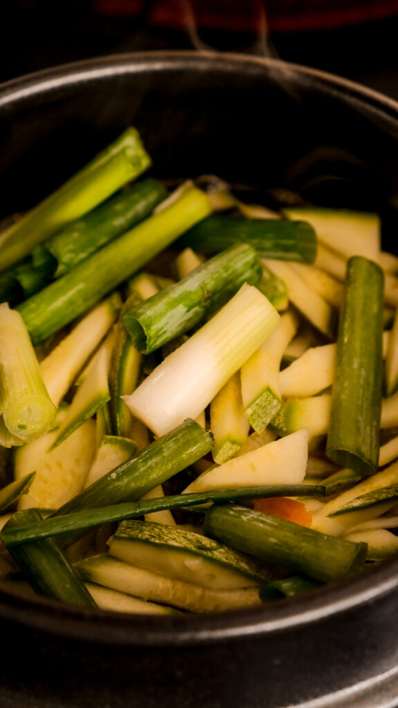 scallion into the soup