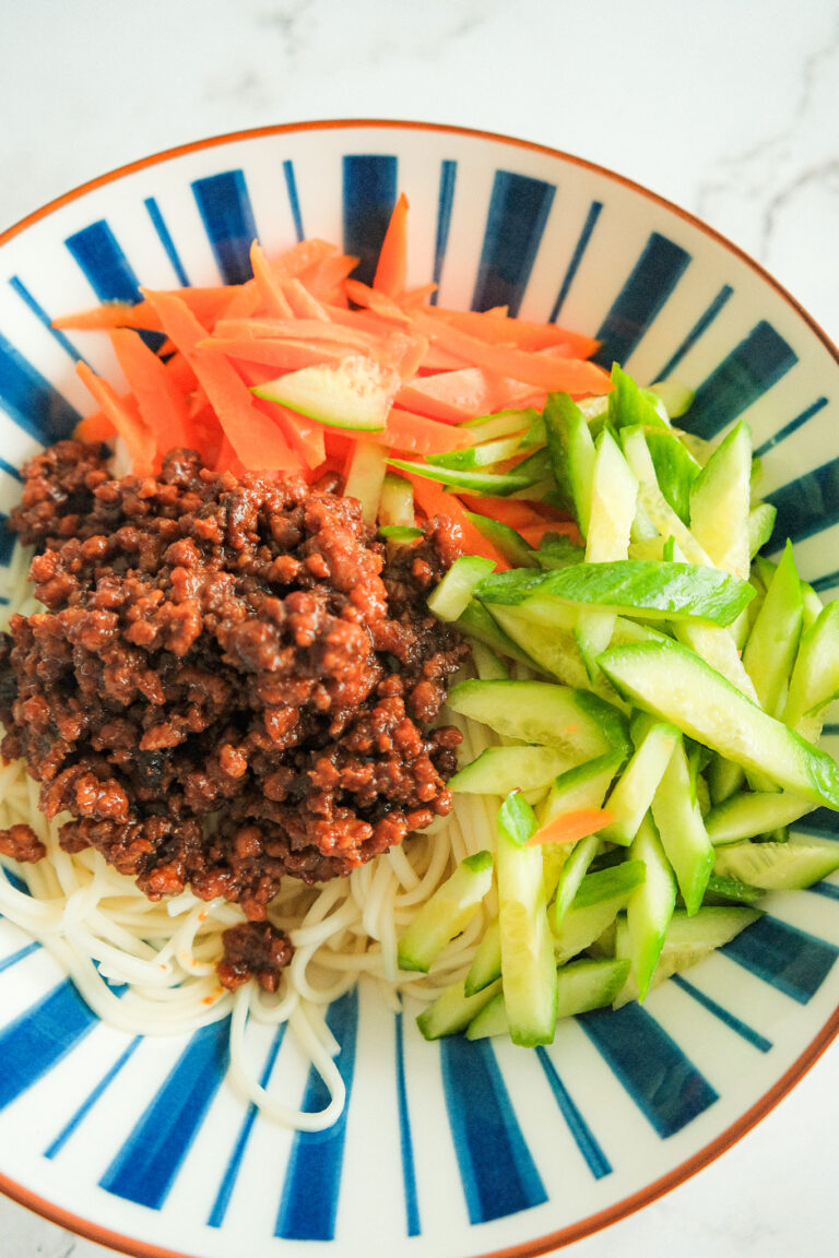 Beijing Zhajiang Noodles (炸酱面)- stovetop and microwave version