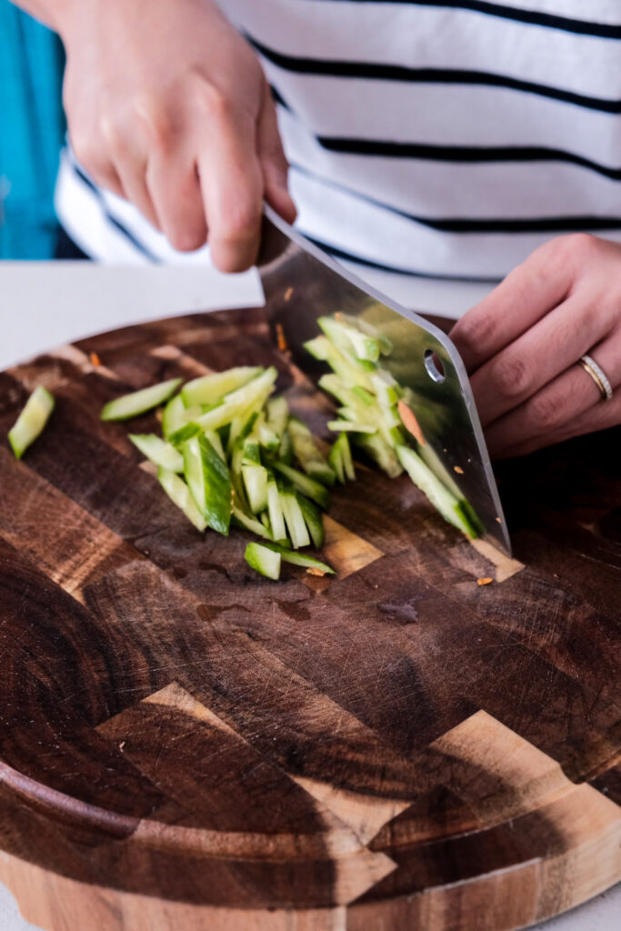 Cutting cucumbers