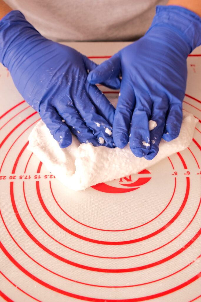 kneading sago dough