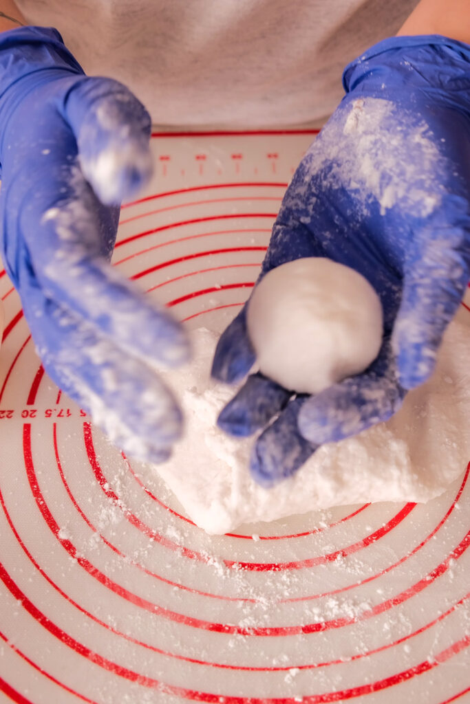 rolling mooncake dough