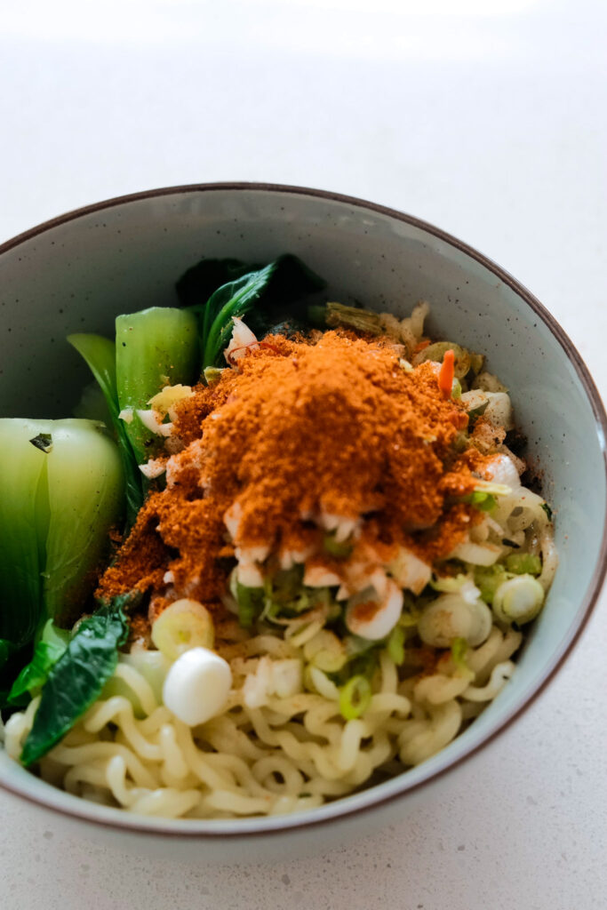 Soup seasoning on noodles