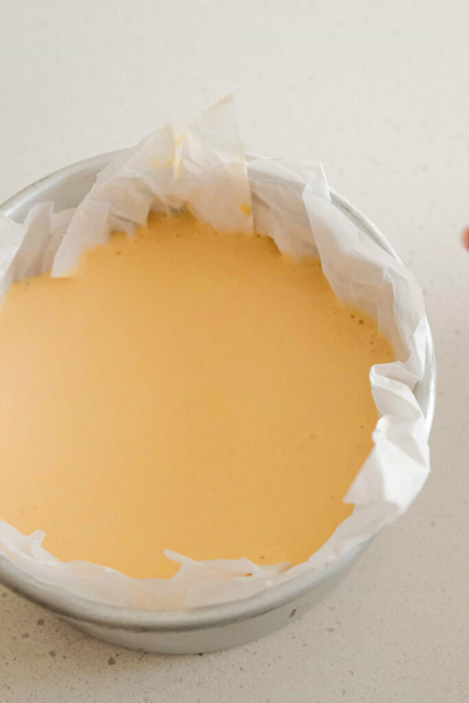 Basque cheesecake batter ready for oven