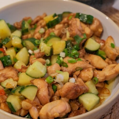 Cucumber chicken stir fry