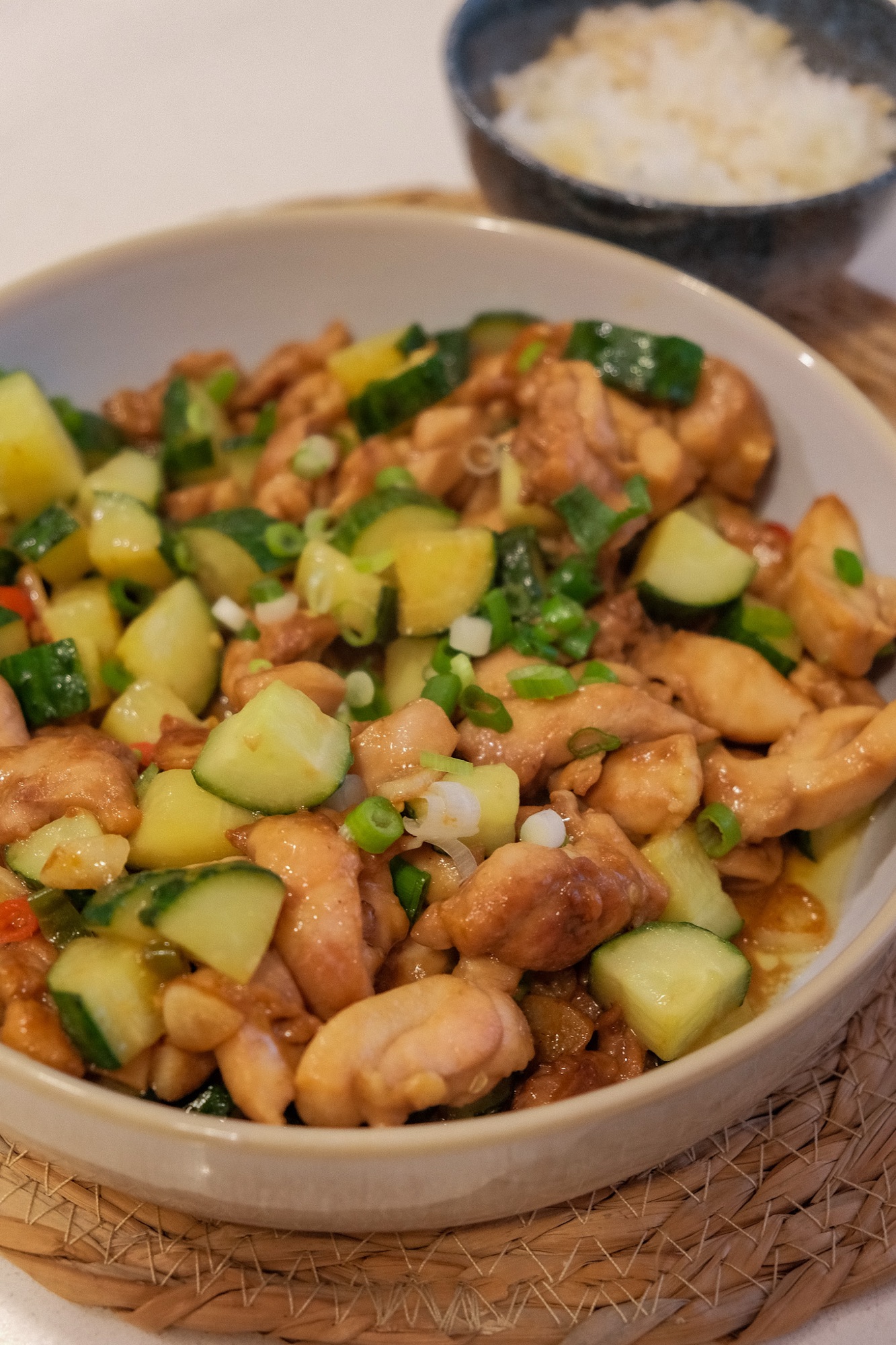 Cucumber chicken stir fry