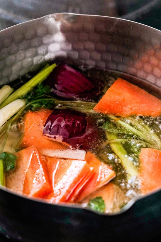 Vegetable started to fry