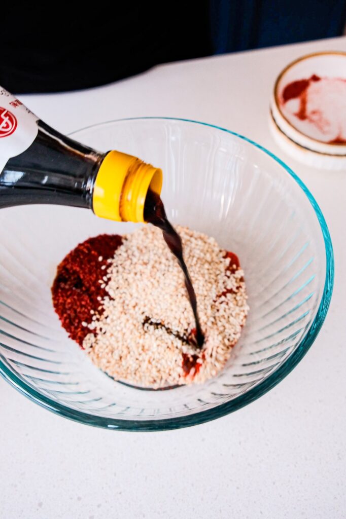 Adding vinegar into chili flakes