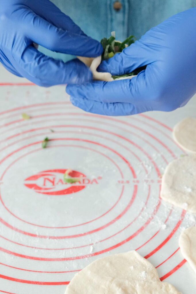 Sealing the beef pie