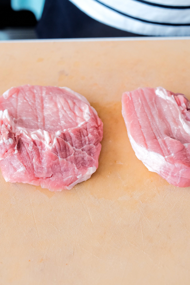 Pounding pork chops