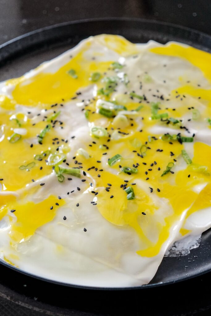Putting black sesame seeds