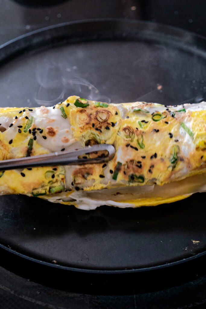 Rolling the crepe up