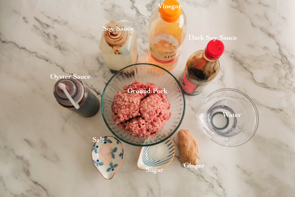 Ingredients for minced pork rice